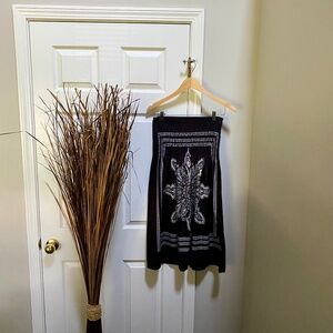 Black With Decorative Print Sun Dress or Beach Cover-up